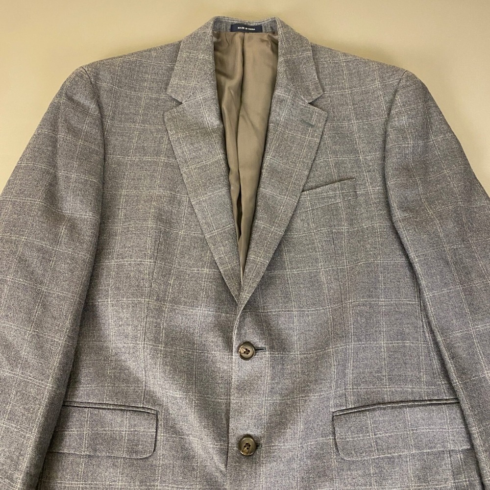 Ralph Lauren Plaid Blazer Men's Size 42R Silk Wool Sport Coat  Slate Blue-Gray